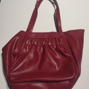 ELIZABETH & JAMES Burgundy Red Smooth Leather Shoulder Bag